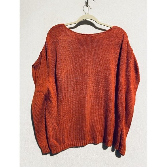 Chicos 2 Sweater Womens Large Kimono Sleeve Pullover Boxy Burnt Orange Boho - Picture 3 of 7